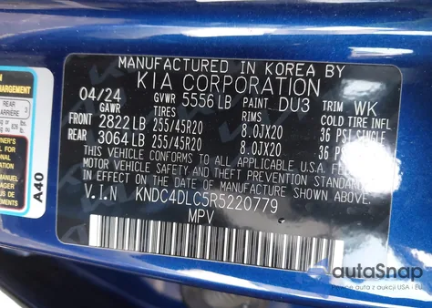 2024 Kia Ev6 Gt-Line z USA, uszkodzony, nr VIN KNDC4DLC5R5220779